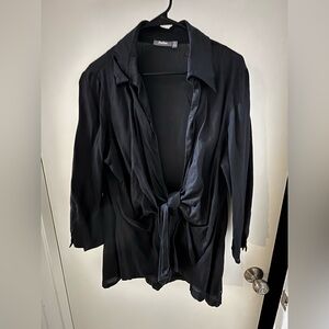 Neiman Marcus Black Lightweight Shirt Jacket